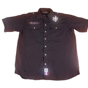 Coogi Australia Mens XXL Black Ripstop Cotton Button Down Shirt Coogi Crew 1969